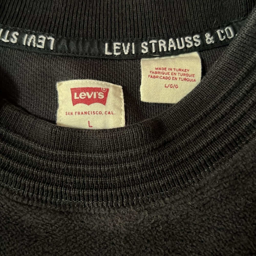 NEW LEVIS MENS RELAXED FIT LOGO CREWNECK SWEATSHIRT BLACK SIZE L - Picture 2 of 7